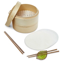 Premium Handmade Two Tier Bamboo Steamer Basket - EXTRA DEPTH - 10 Inch - Dim Sum Dumpling & Bao Bun Chinese Food Steamers - Asian Cooking Tools Set With Chopsticks & Sauce Plate - Steam Baskets For Rice, Vegetables & Fish